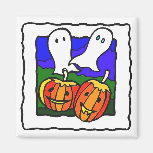"Fantômes, Citrouilles" Aimant frigo Halloween (Devant)