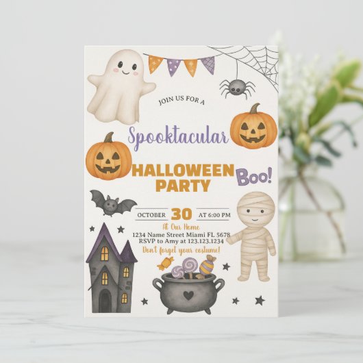 Fantômes, Citrouilles et costume Invitation Bash (Debout devant)