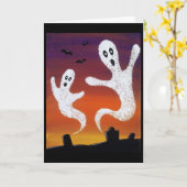 Fantômes dans la carte de voeux de Halloween de (Fleur jaune)