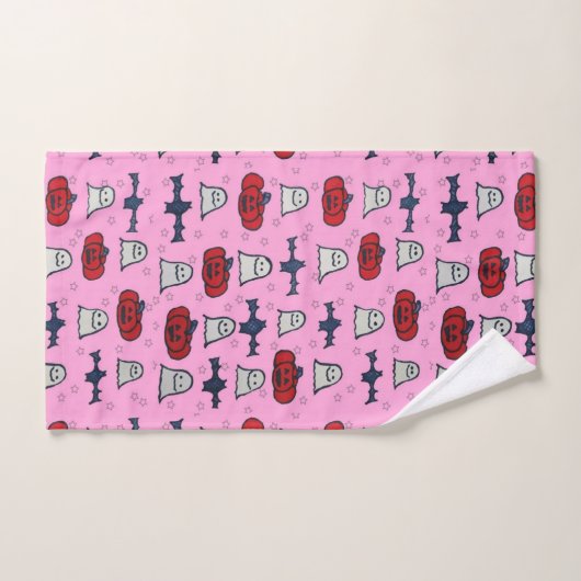 Fantômes d'Halloween rose, chauves-souris et Jack (Serviette à main)