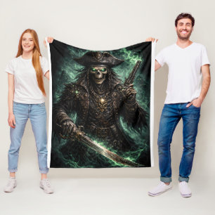 Fantoom Piraat Schedel – Donkere Fantasy Oogstmaan Fleece Deken