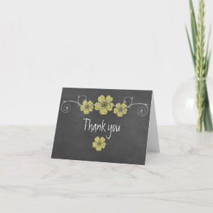 Far Jaune Roses Chalkboard Merci Carte de note