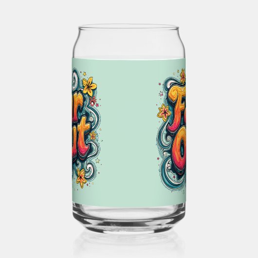 Far Out Retro 70s Psychedelic Groovy Hippie Blikvorm Glas (Links)