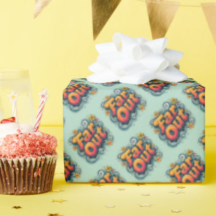 Far Out Retro 70s Psychedelic Groovy Hippie Cadeaupapier