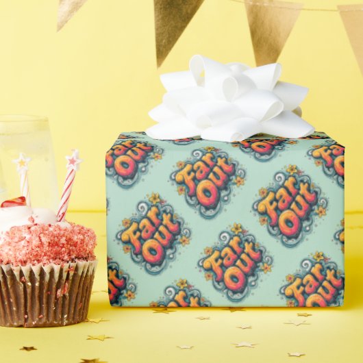 Far Out Retro 70s Psychedelic Groovy Hippie Cadeaupapier (Verjaardagsfeest)