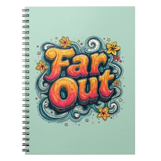 Far Out Retro 70s Psychedelic Groovy Hippie Notitieboek (Voorkant)
