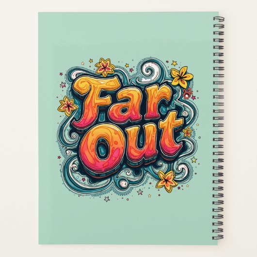 Far Out Retro 70s Psychedelic Groovy Hippie Planner (Achterkant)