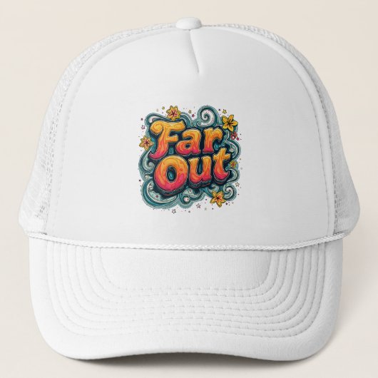 Far Out Retro 70s Psychedelic Groovy Hippie Trucker Pet (Voorkant)