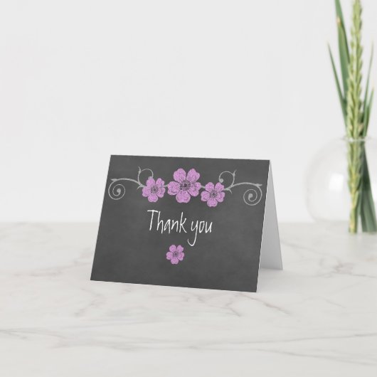 Far Rose Roses Chalkboard Merci Carte de note (Devant)