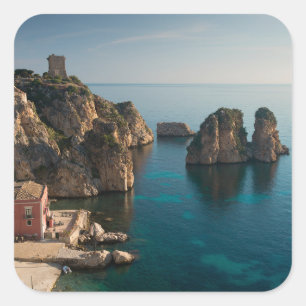 Faraglioni en Tonnara in Scopello, Sicilië Vierkante Sticker