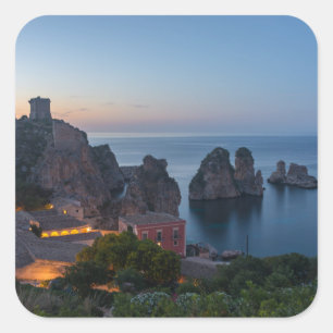 Faraglioni en Tonnara in Scopello, Sicilië Vierkante Sticker