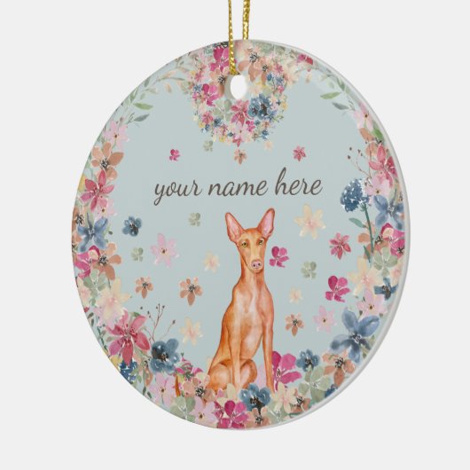 Farao Dog Puppy flower print Keramisch Ornament (Links)
