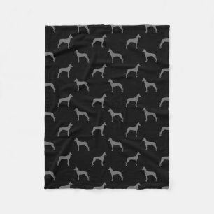 Farao Hound Silhouettes Pattern Black en Grey Fleece Deken
