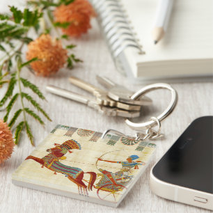 Farao Ramses II Paarden Papyrus Sleutelhanger