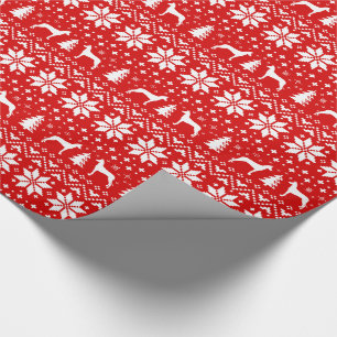 Faraohond Silhouetten Honden Kerst Rood Cadeaupapier