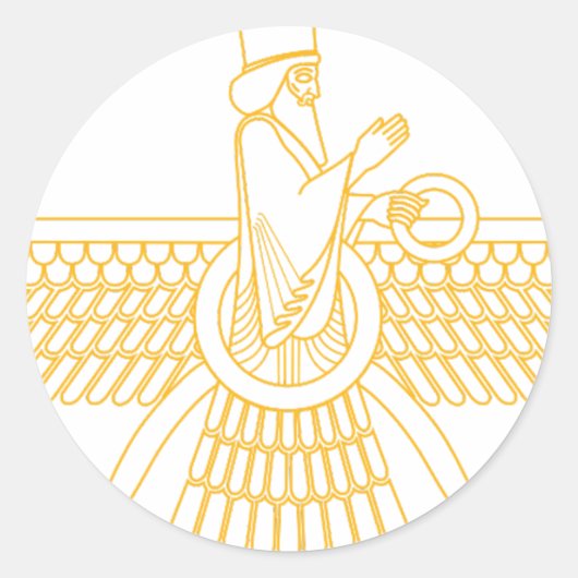 Faravahar Ronde Sticker (Voorkant)