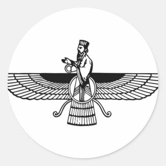 Faravahar Ronde Sticker (Voorkant)