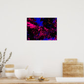 Farbexplosion Blau-Rot Poster (Keuken)