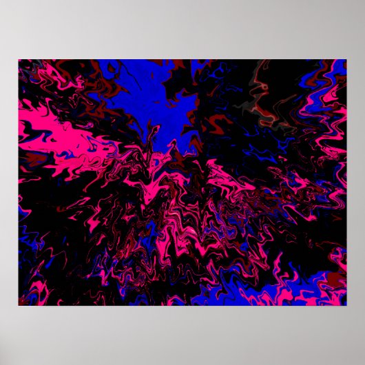 Farbexplosion Blau-Rot Poster (Voorkant)