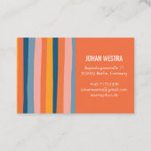 Farbig Minimalistisch Streifen-Orange Beruflich Visitekaartje (Achterkant)