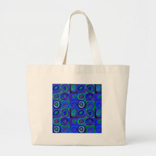 Farbstudies Quadrate Squares Blue Circles Grote Tote Bag