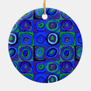 Farbstudies Quadrate Squares Blue Circles Keramisch Ornament