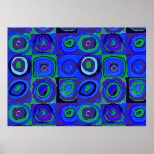 Farbstudies Quadrate Squares Blue Circles Poster
