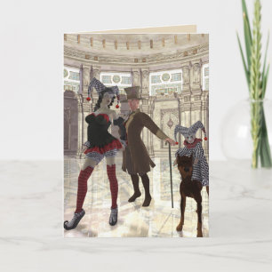 farceurs dans la carte de voeux de costume