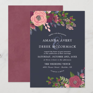 Fard à joues et Bourgogne - Faire-part de mariage