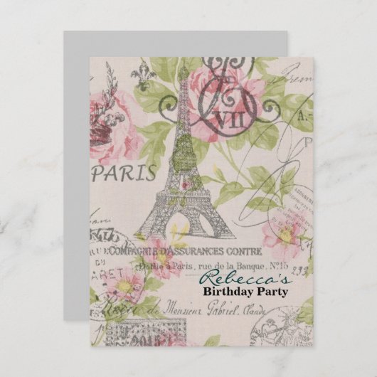 Farele eiffel tower Paris Kaart (Voorkant / Achterkant)