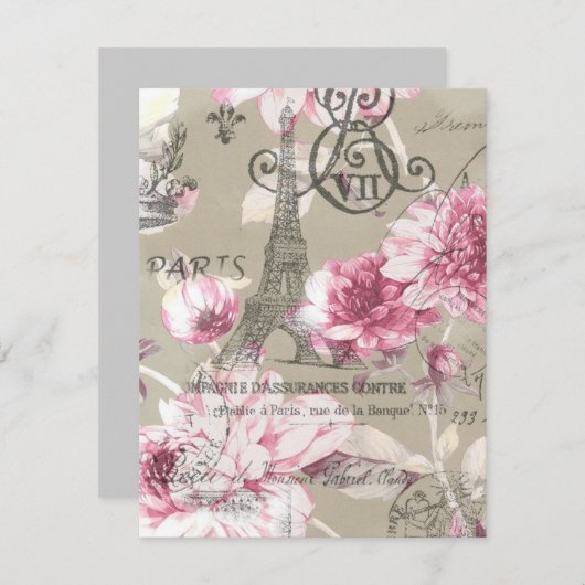 Farele eiffel tower Paris Kaart (Voorkant / Achterkant)