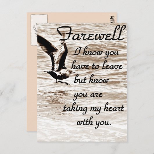 Farewell, ik zal je missen briefkaart (Voorkant / Achterkant)