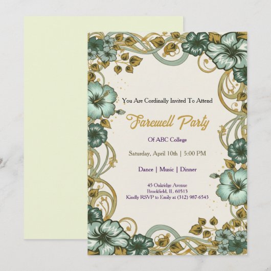 Farewell Invitation Template Kaart (Voorkant / Achterkant)