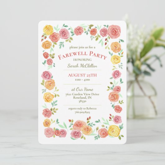 Farewell Party Floral Invitation (Debout devant)