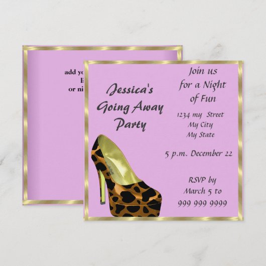 Farewell Party Invitation au revoir Pink (Devant / Derrière)