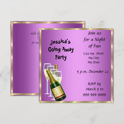 Farewell Party Invitation Card au revoir (Devant / Derrière)