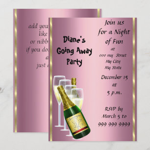 Farewell Party Invitation Card Good Dag Roze Kaart