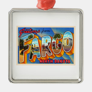 Fargo North Dakota groot Briefkaart voor grote le Metalen Ornament