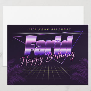 Farid prénom carte rétro lilas anniversaire