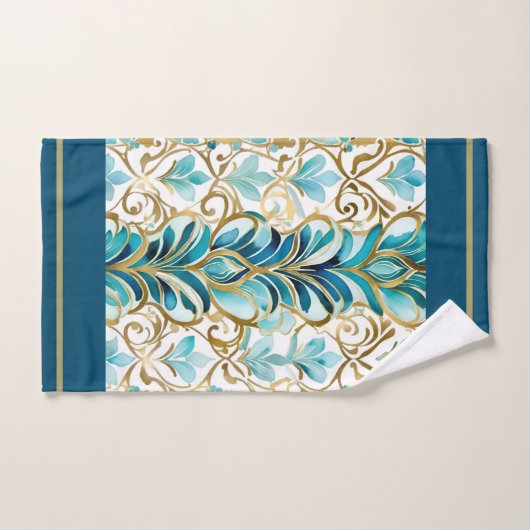 Farines de régal turquoise et or (Serviette à main)