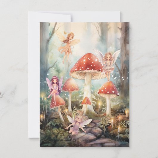 Fariy 1e verjaardag Enchanted Forest Toadstool Kaart (Achterkant)