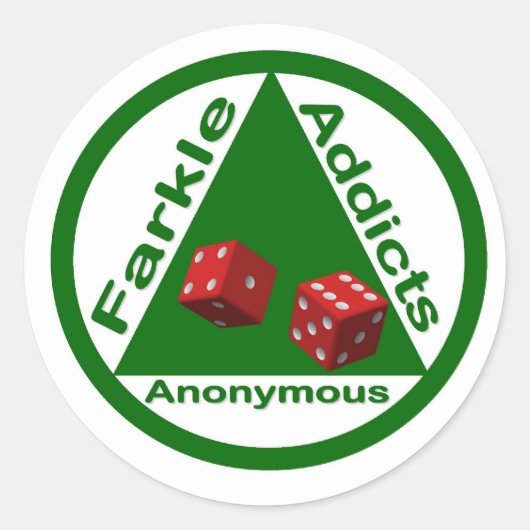Farkle adviseert anonymous ronde sticker (Voorkant)