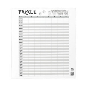 Farkle Score Sheets met regels Eenvoudig wegscheur Notitieblok