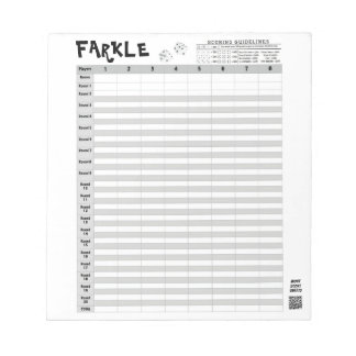 Farkle Score Sheets met regels Eenvoudig wegscheur Notitieblok
