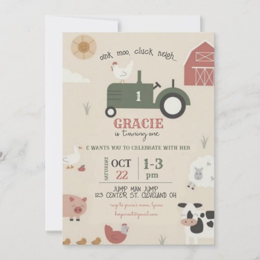 Farm and Animals Birthday Invitation (Devant)