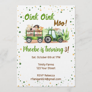 Farm Animal Barnyard Birthday Invitation Kaart