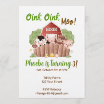 Farm Animal Barnyard Birthday Invitation