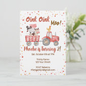 Farm Animal Barnyard Second Birthday Invitation (Debout devant)