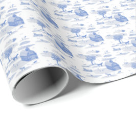 Farm Animal Toile (Blue) Cadeaupapier