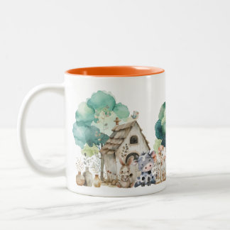Farm Animal Watercolor Mug – Cute Nursery cup Tweekleurige Koffiemok